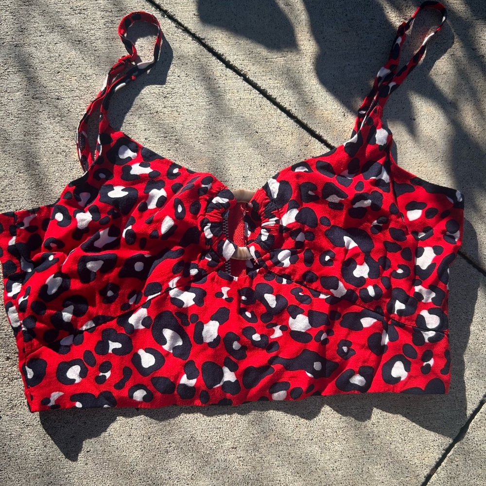 Stylish Red Leopard Print Women's Top
